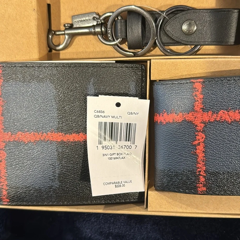 Coach plaid gift box for men NWT.